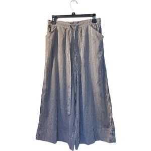 Zara Black & White Strips Wide Leg Elastic Waist Relaxed Pants. Size Large